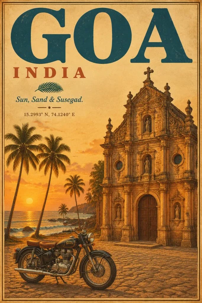 Vintage Goa Coastal Travel Poster