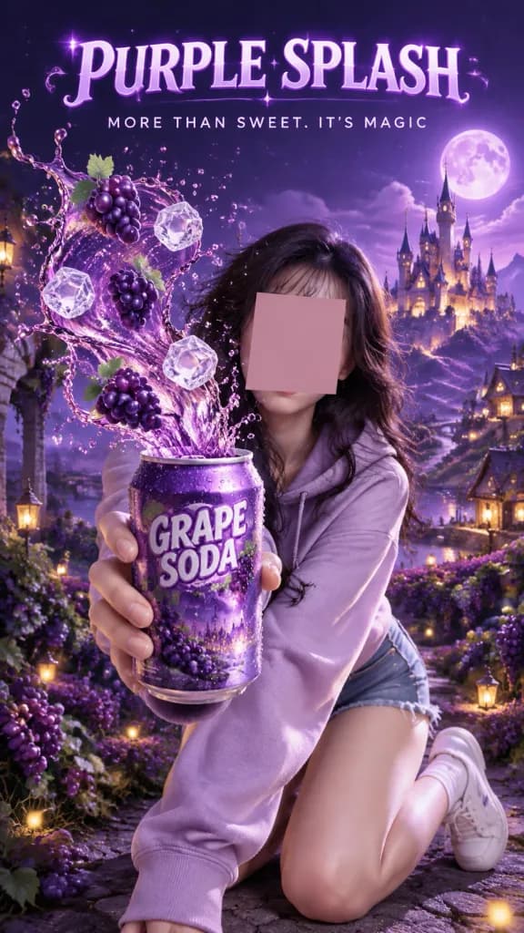 Fantasy Purple Grape Soda Ad Poster