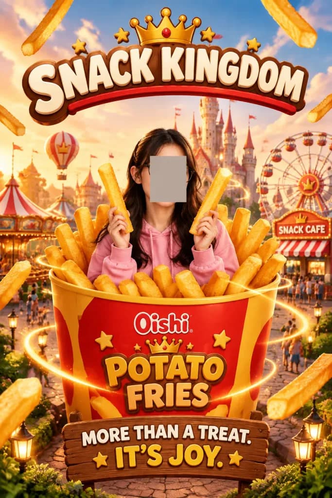 ファンタジー遊園地のスナック広告ポスター