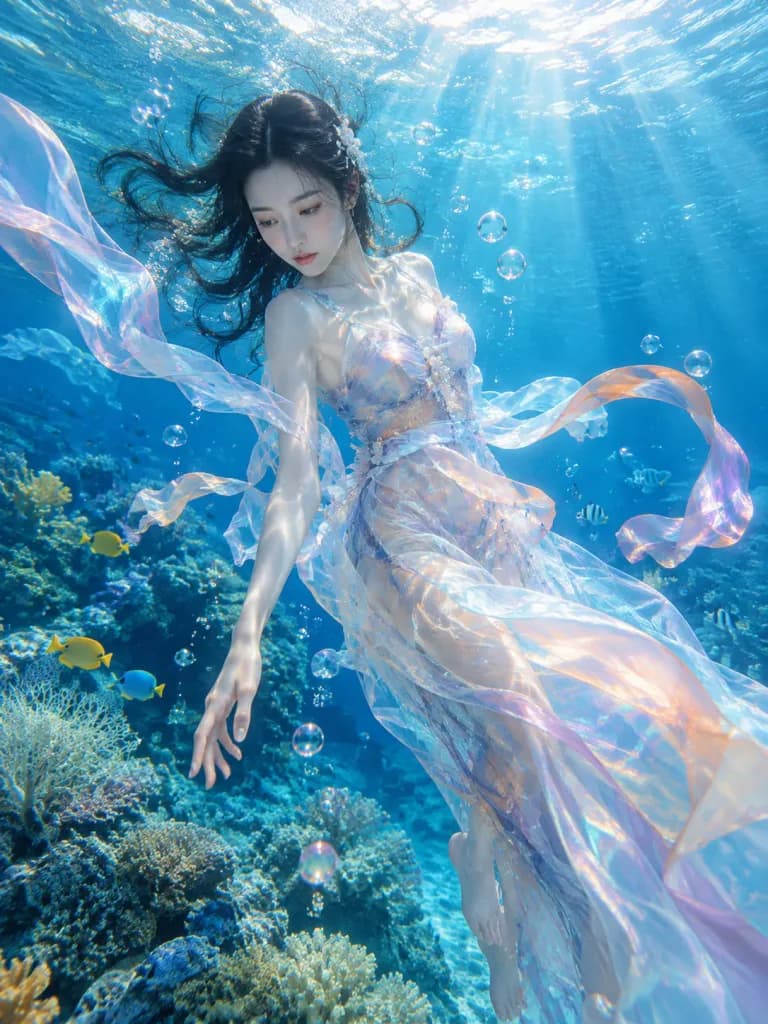 Ethereal Underwater Coral Reef Portrait