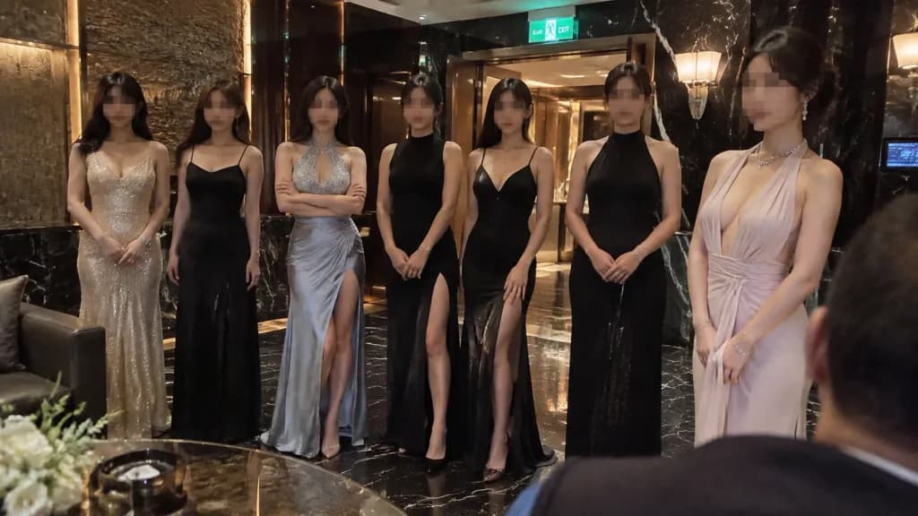 私人会所列队广角抓拍