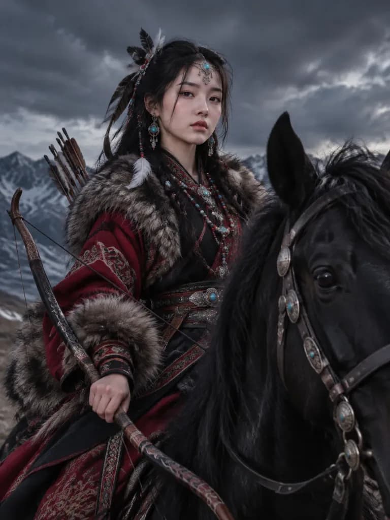 遊牧騎馬戦士のエディトリアルポートレート