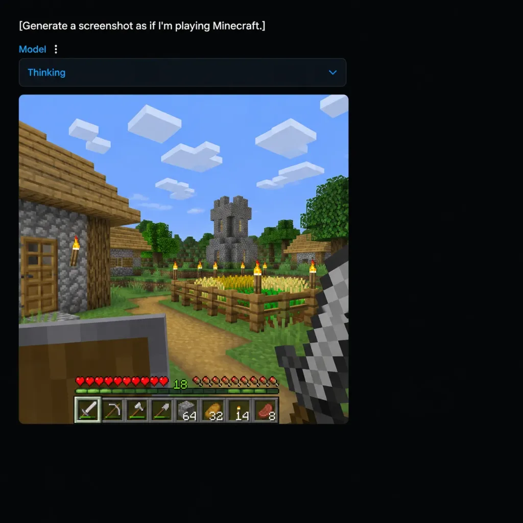 Геймплей Minecraft в Темном Интерфейсе ИИ