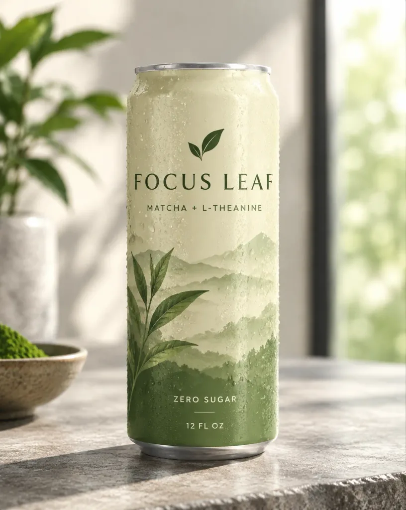 極簡抹茶能量飲料罐樣機