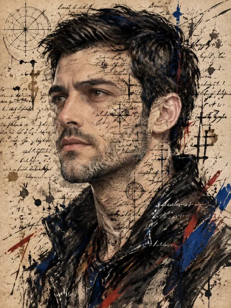 Manuscript Ink Side Profile Portrait