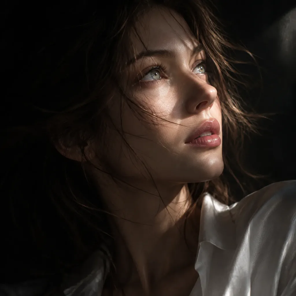 Dramatic Chiaroscuro Cinematic Close-Up Portrait