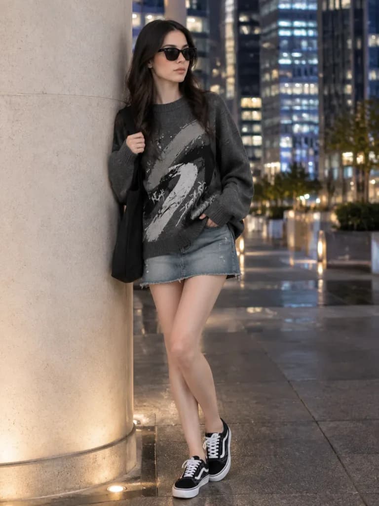 Ritratto Editoriale di Moda Urbana Notturna