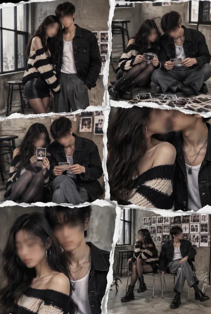 Editorial Couple Torn-Paper Studio Collage