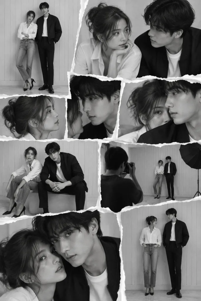 Torn Paper Monochrome Couple Collage