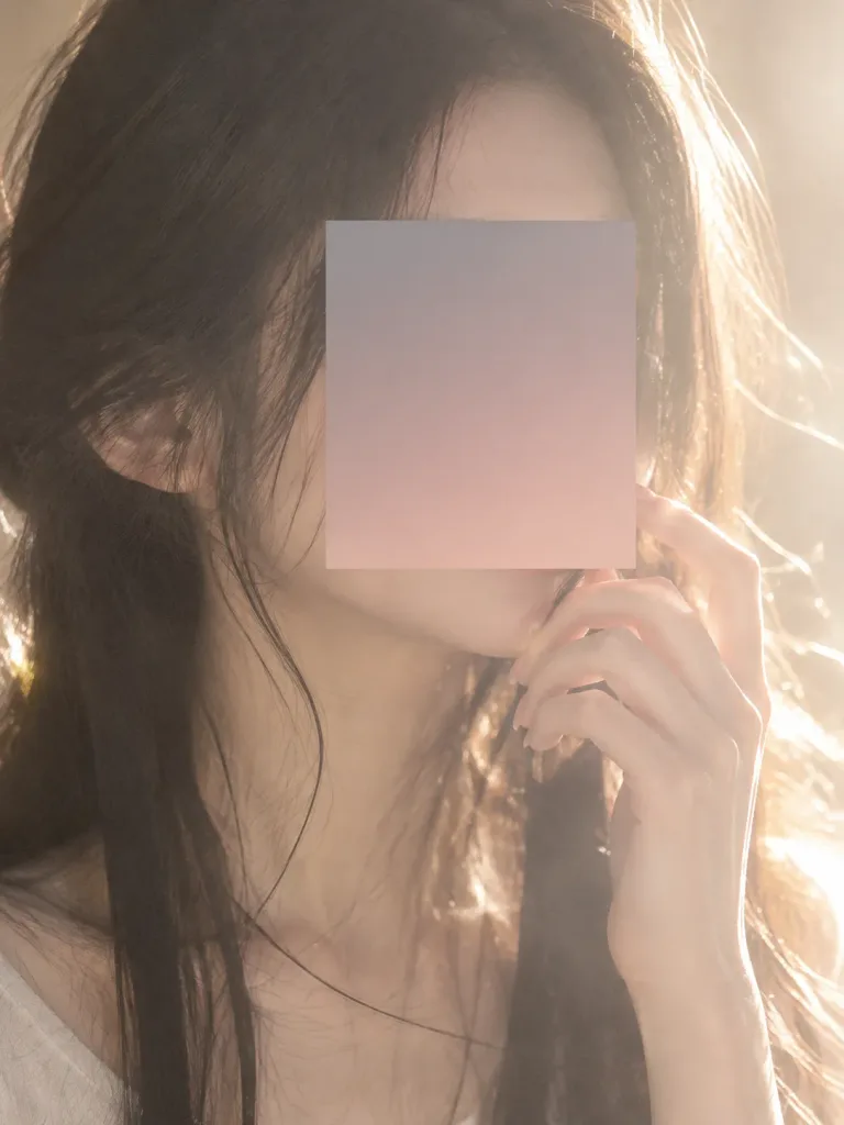 Dreamy Backlit Censored Face Portrait