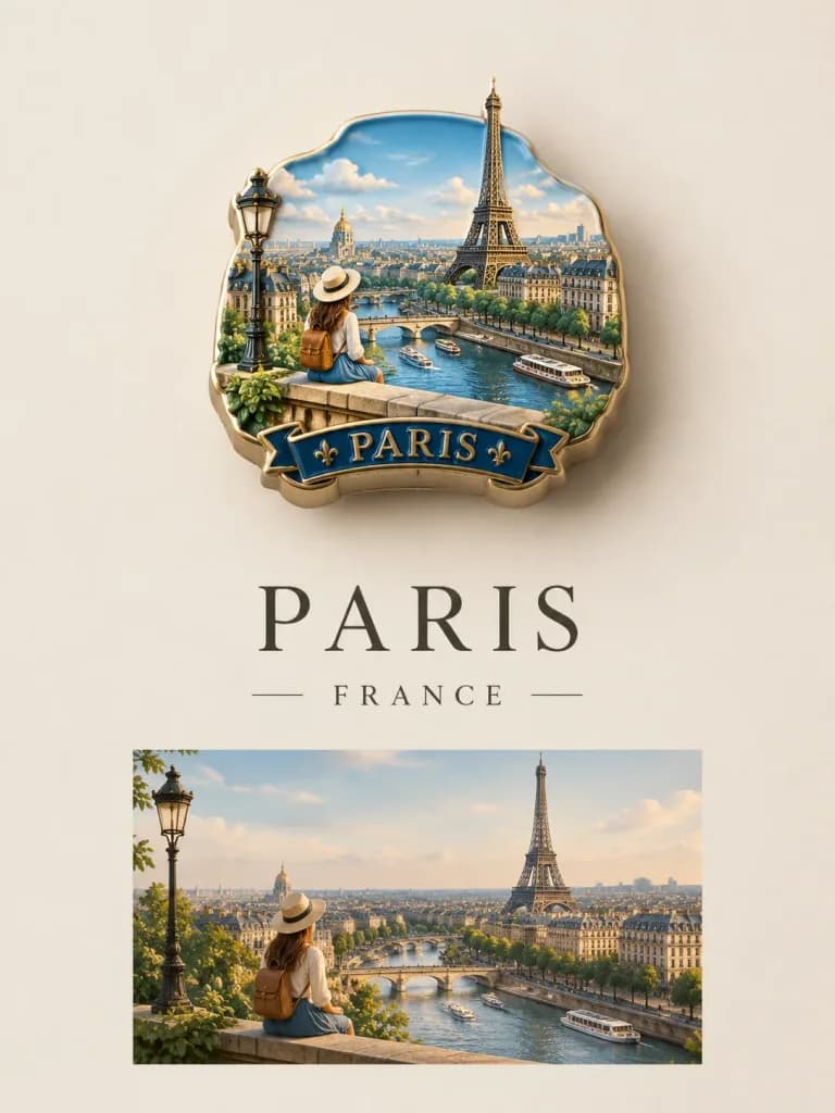 3D Souvenir Badge Travel Poster
