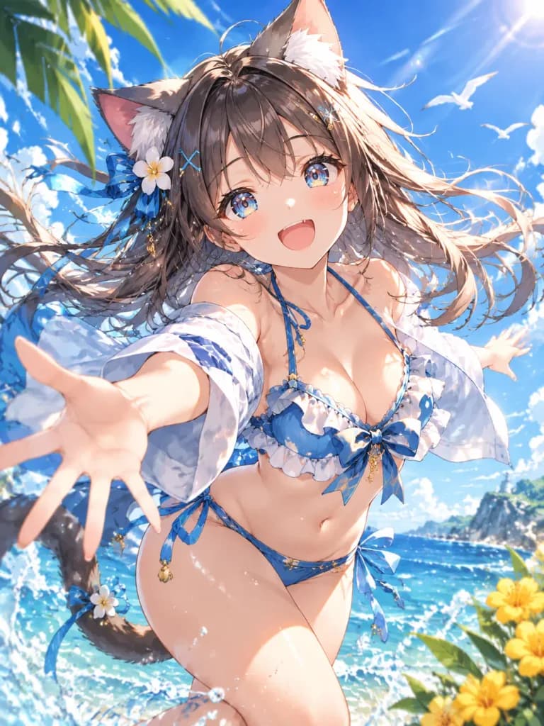 Summer Cat Ear Character Illustration