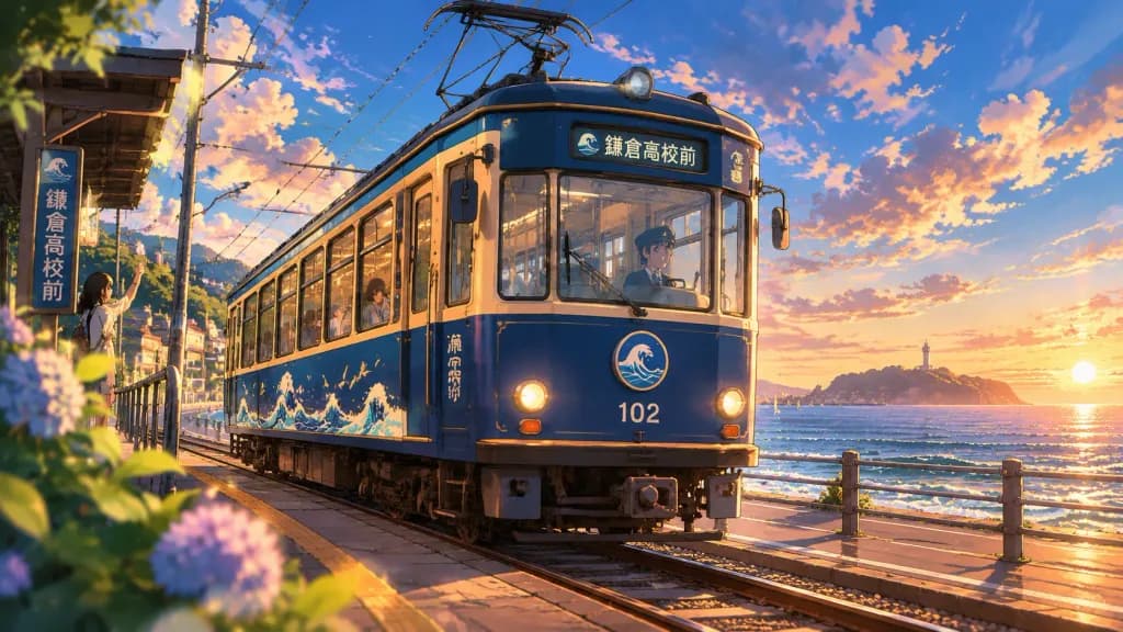 캐릭터 랩핑 노면전차 일러스트
