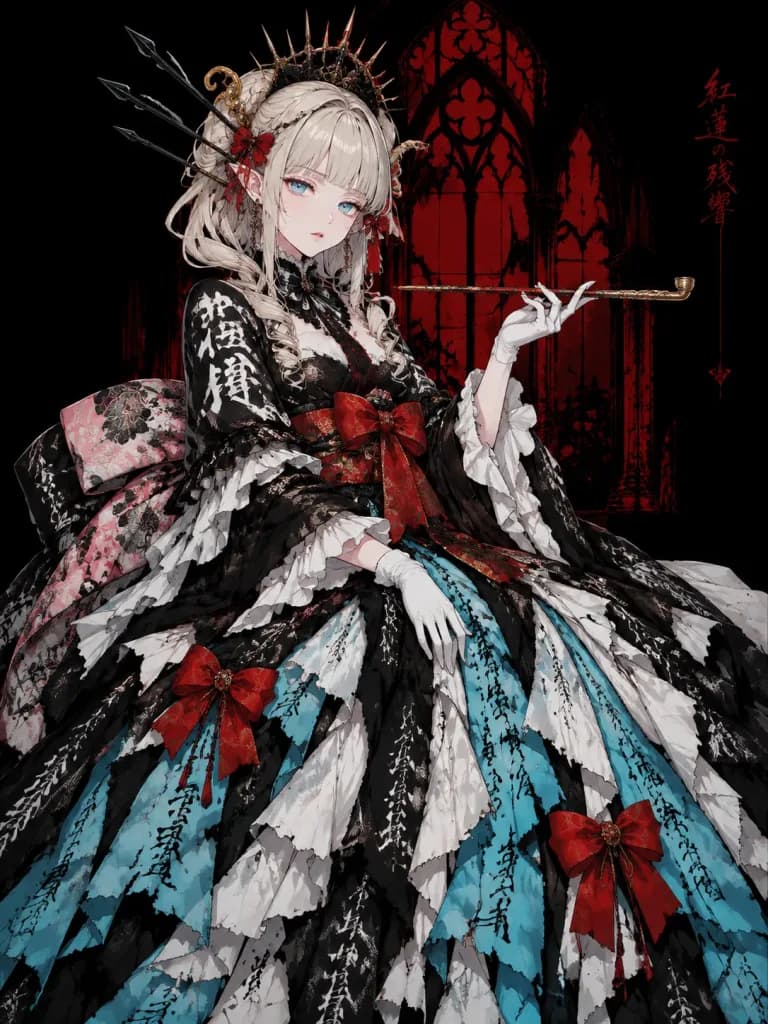 Gothic Oiran Anime Courtesan Portrait