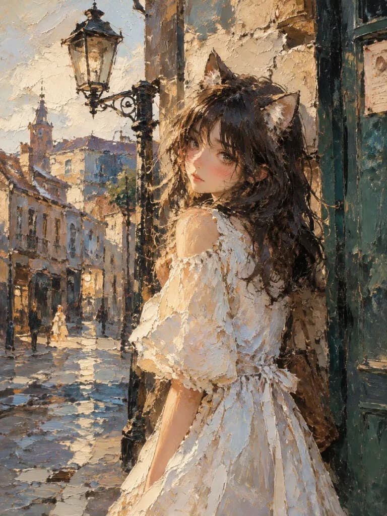 Rough Oil Painting Street Corner