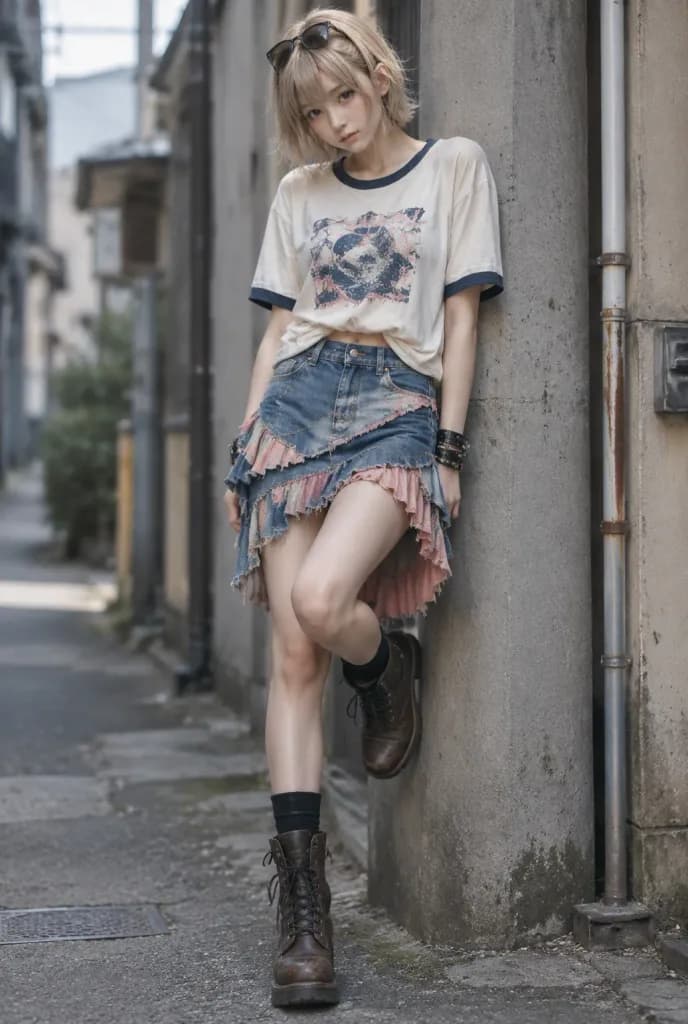 Ritratto Streetwear Vintage in un Vicolo Giapponese