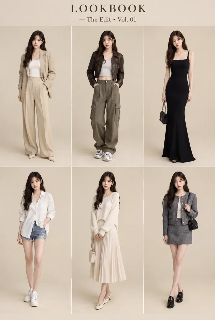 에디토리얼 패션 룩북 6분할 그리드