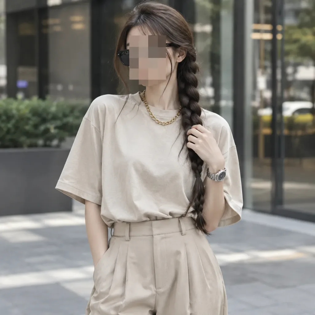 미니멀 스트리트 스타일 땋은 머리 포트레이트