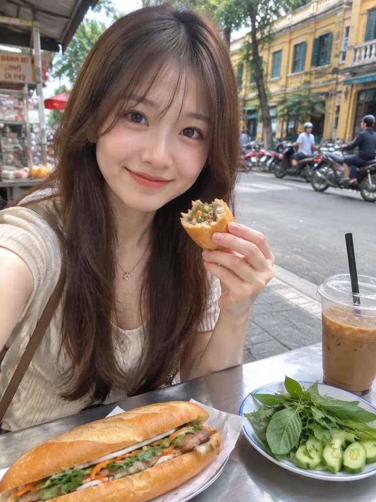 길거리 음식 여행 셀카