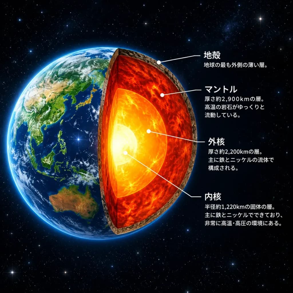 Earth Internal Layer Cutaway Infographic