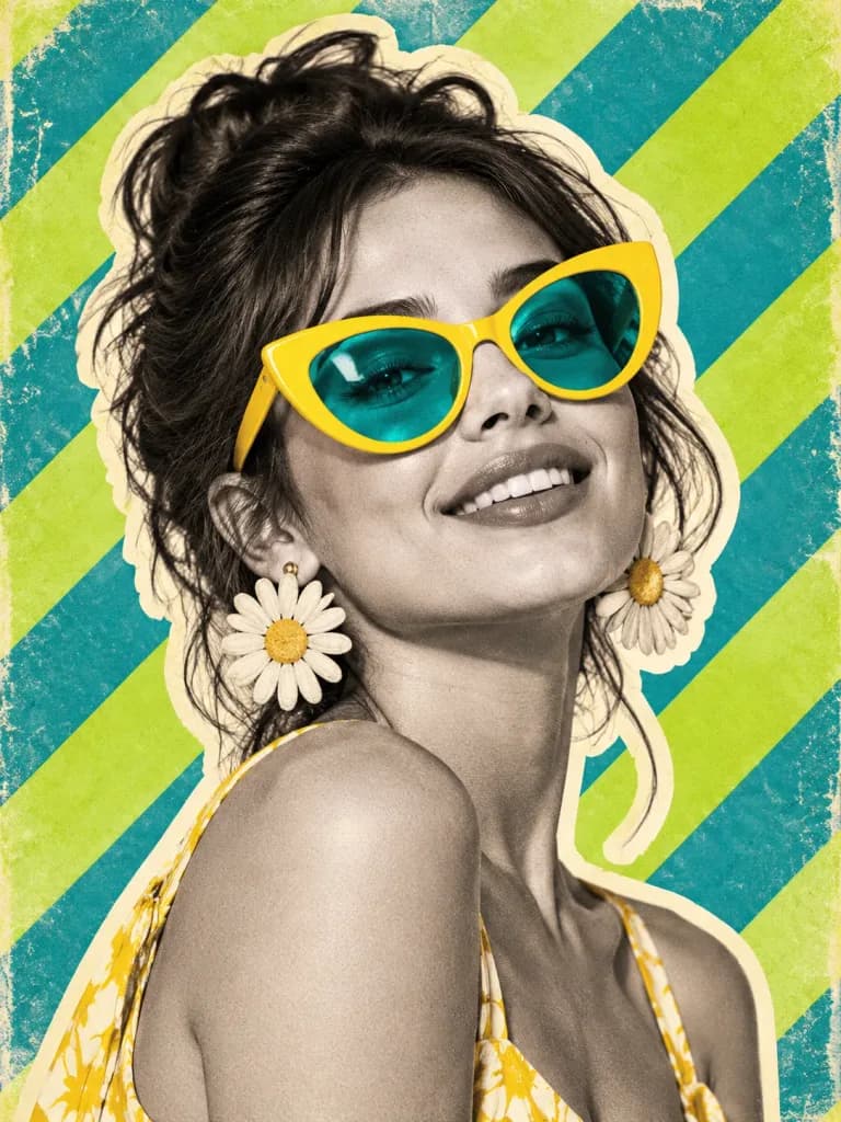 Retro Pop Art Collage Portrait