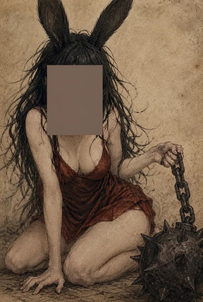 哥德兔耳戰士鉛筆素描