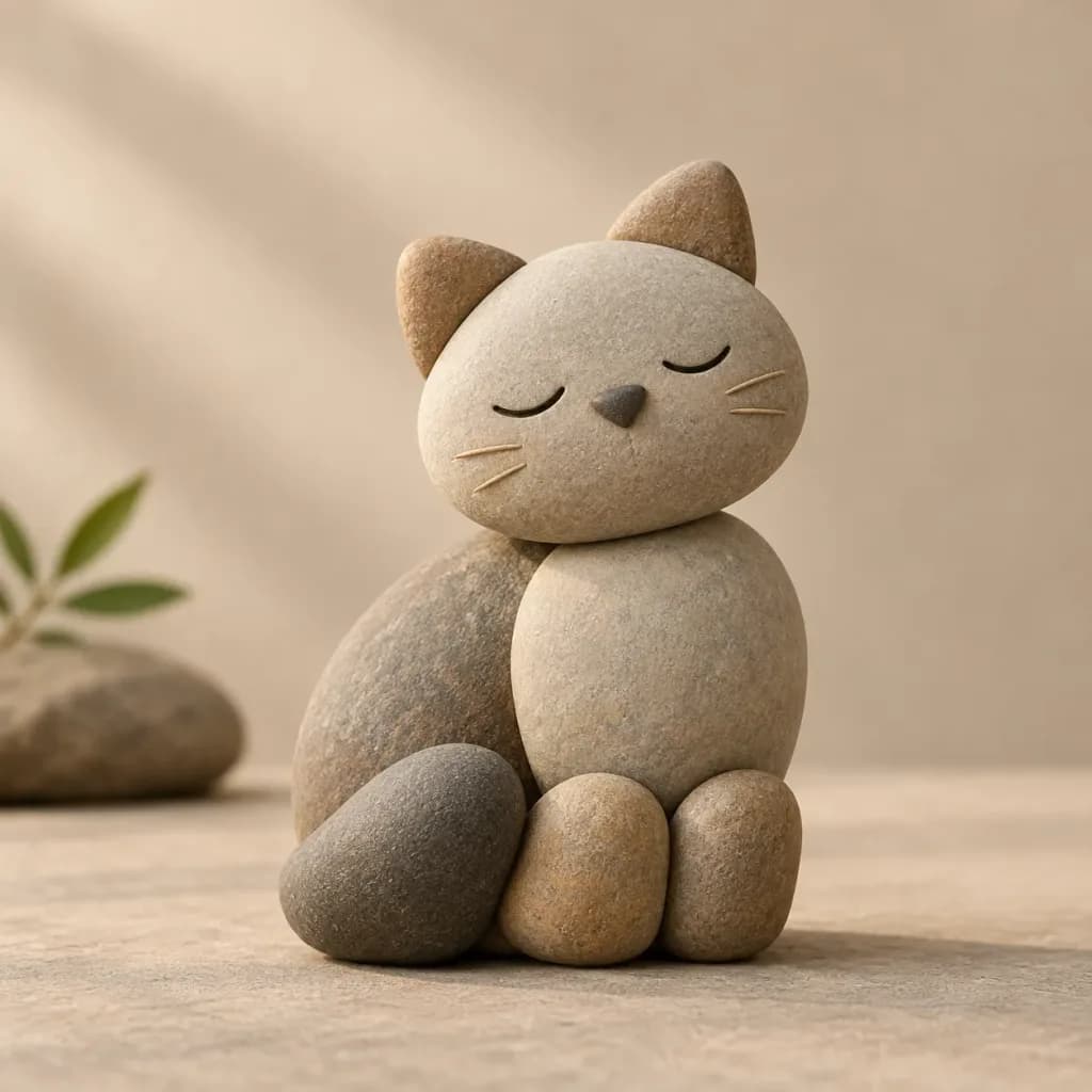 Stylized Zen River Stone Figurine