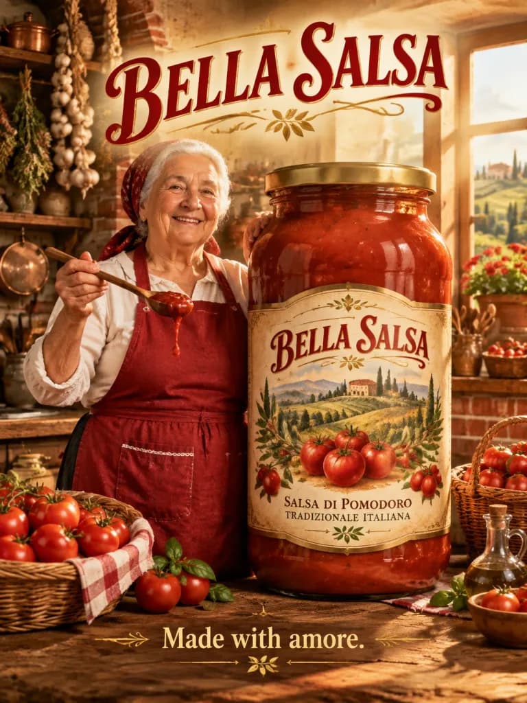 Rustic Italian Tomato Sauce Advertisement Poster