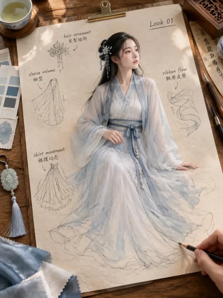Living Hanfu Fashion Design Sheet