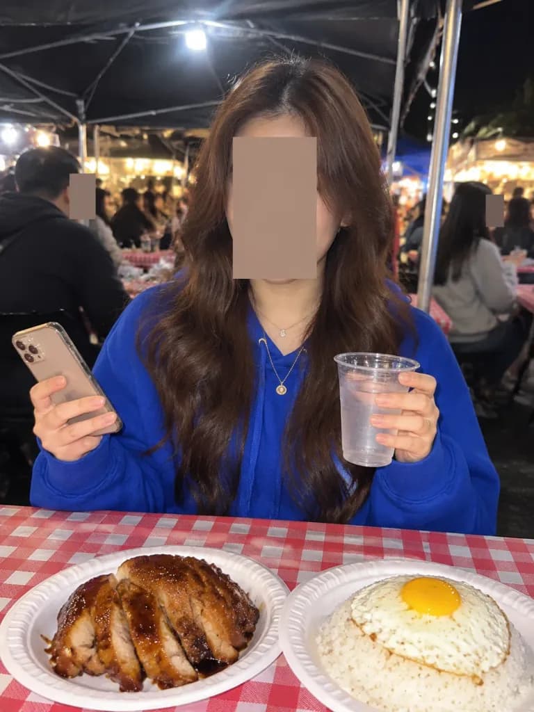 Candid Night Market Dinner Portrait