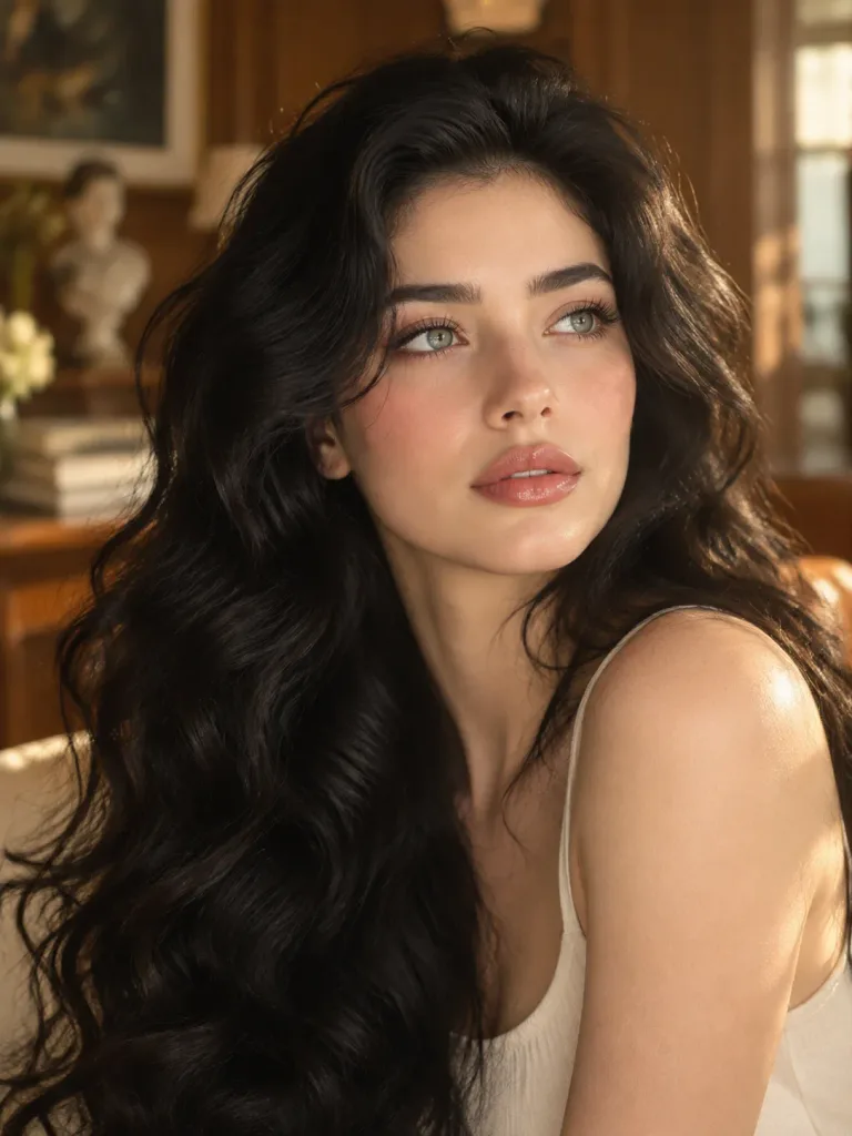 Cinematic Luxury Portrait with Cascading Curls