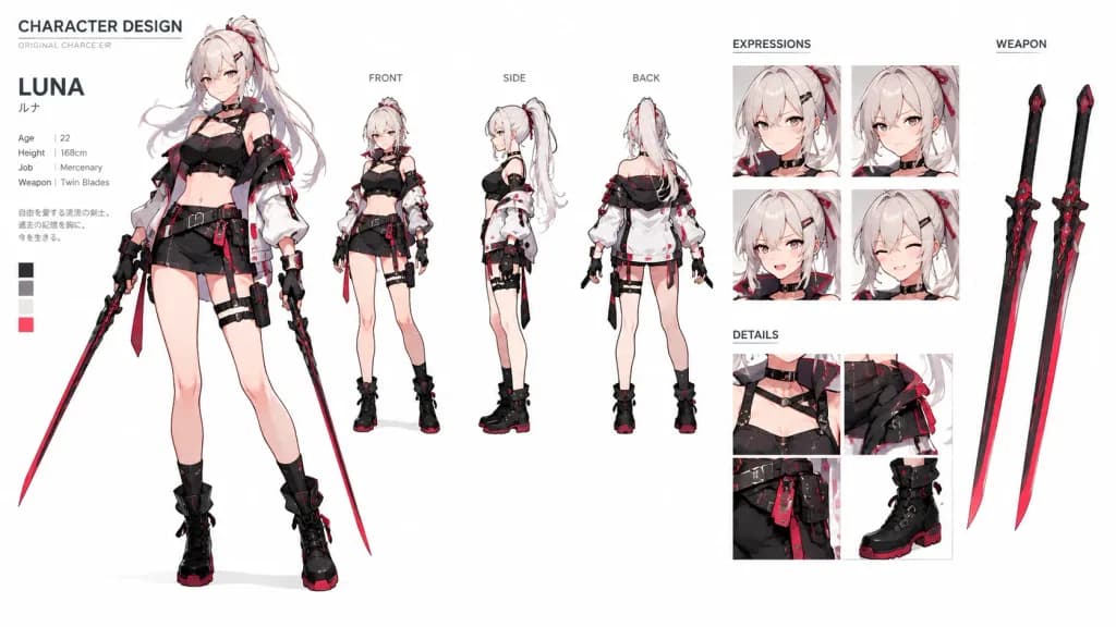 Anime High Fashion Character Sheet