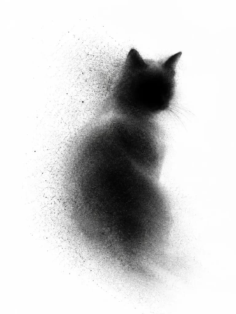 Minimalist Spray Particle Ink Silhouette