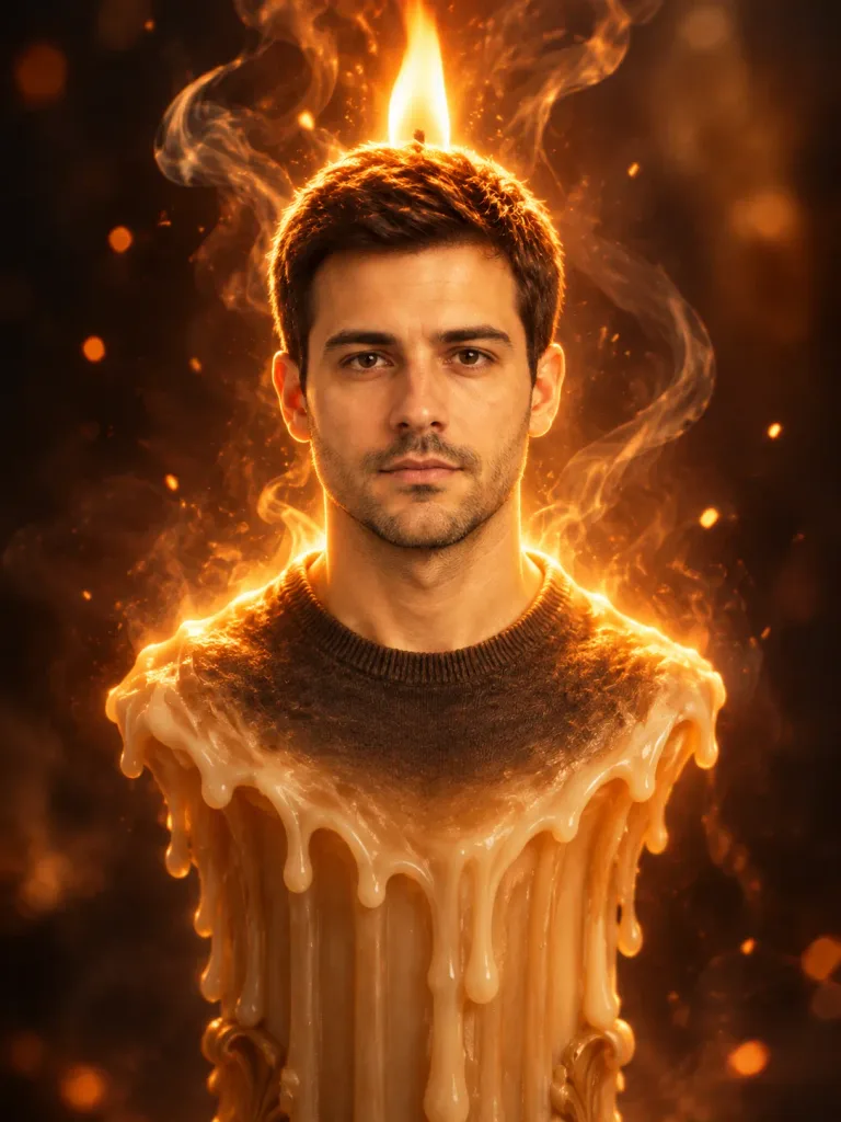 Surreal Living Flame Candle Portrait