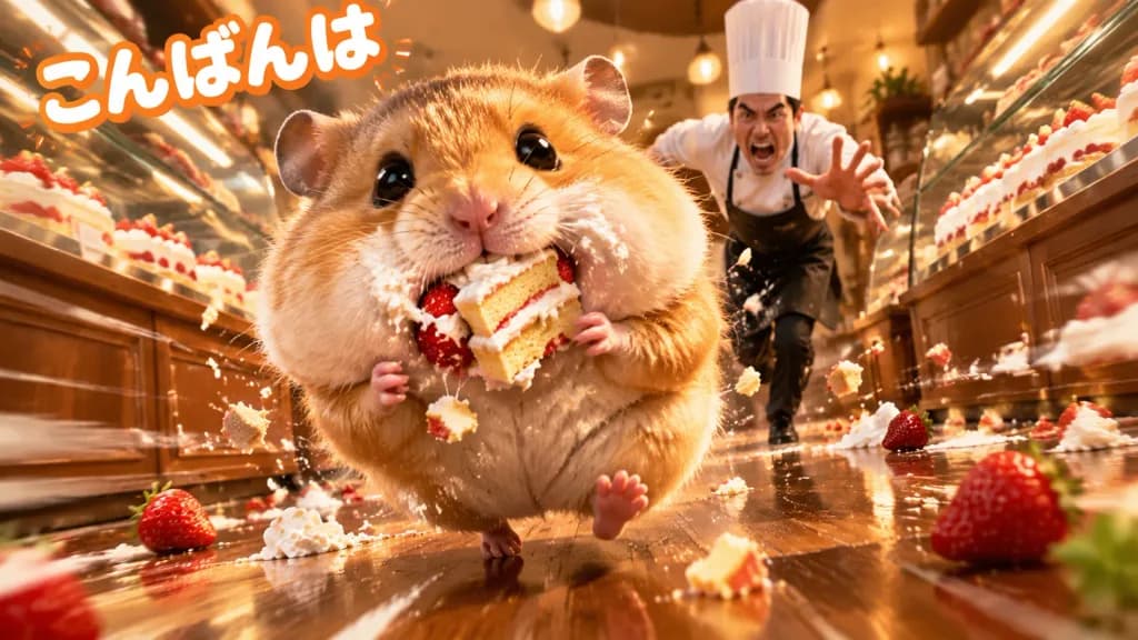 巨大ハムスターのケーキ屋チェイス