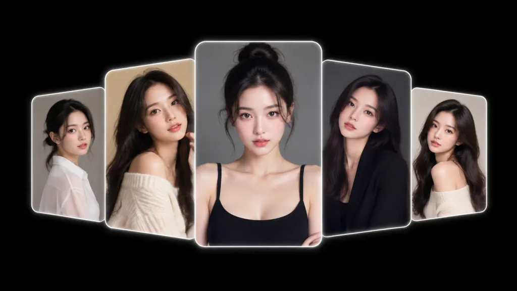 미니멀 아치형 5분할 인물 콜라주