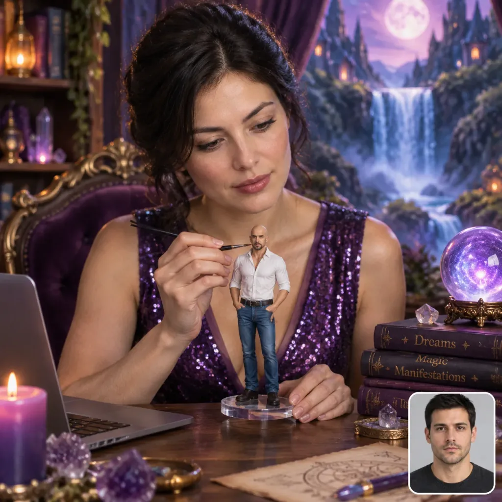 Woman Painting Miniature Male Figurine