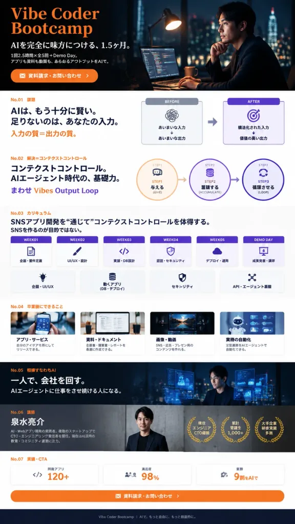 Japanese AI Coding Bootcamp Landing Page Mockup