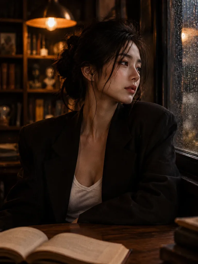 Moody Library Intellectual Melancholy Portrait