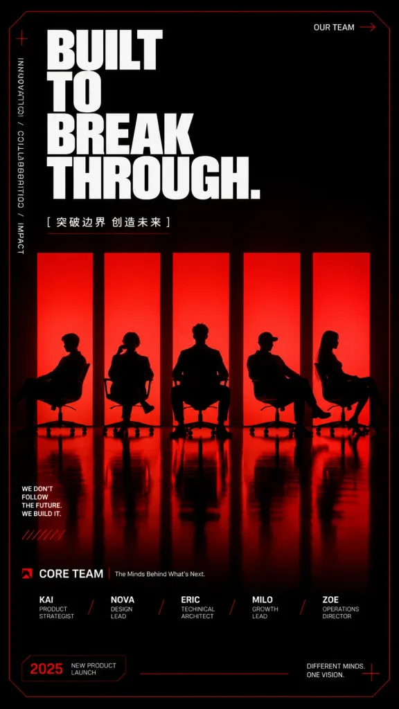 Red Silhouette Team Launch Poster