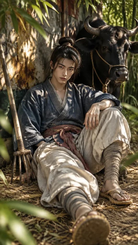 Tanabata Cowherd Resting in Bamboo Grove