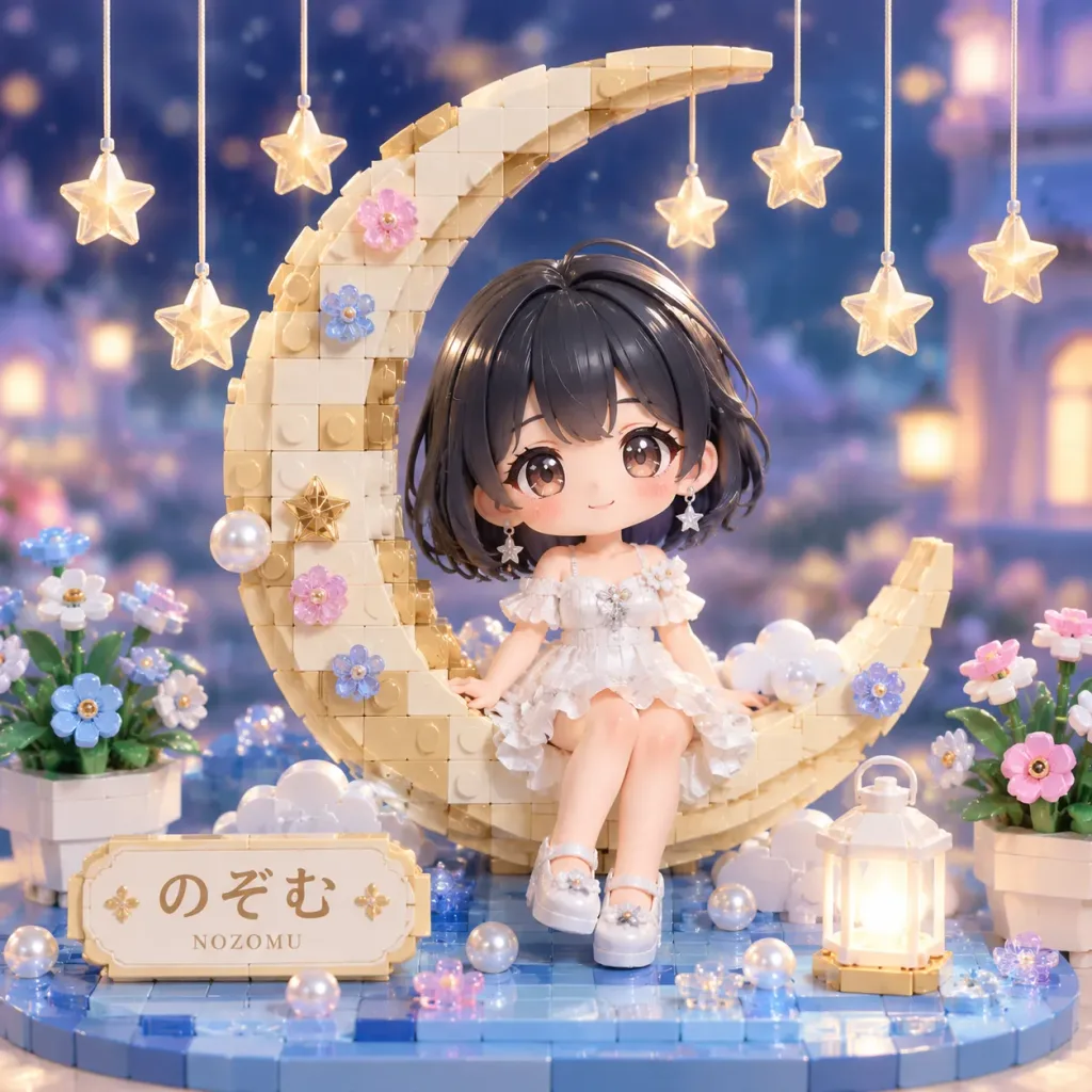 Kawaii Toy Brick Moon Diorama