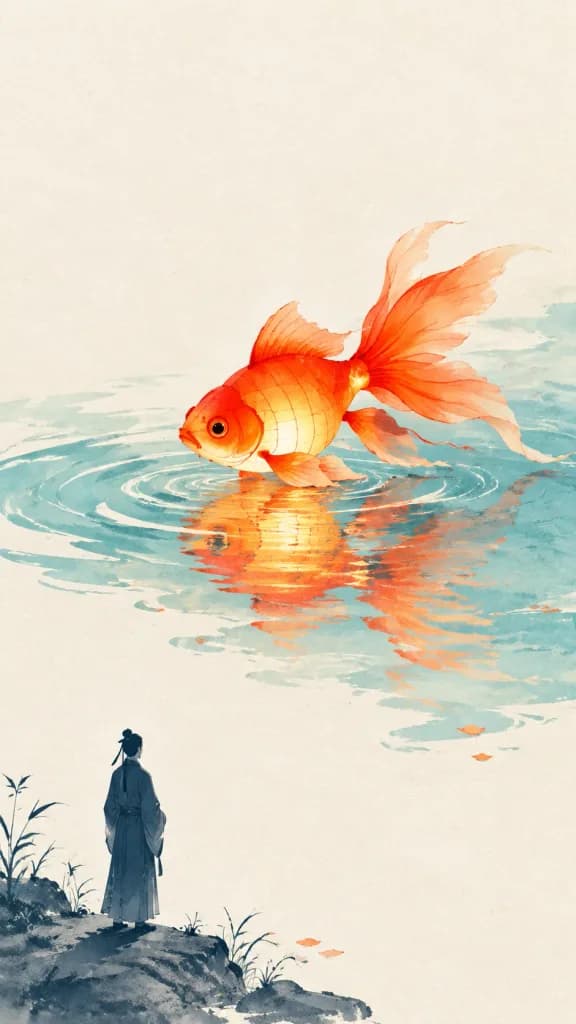 Zen Minimalist Goldfish Lantern Poster