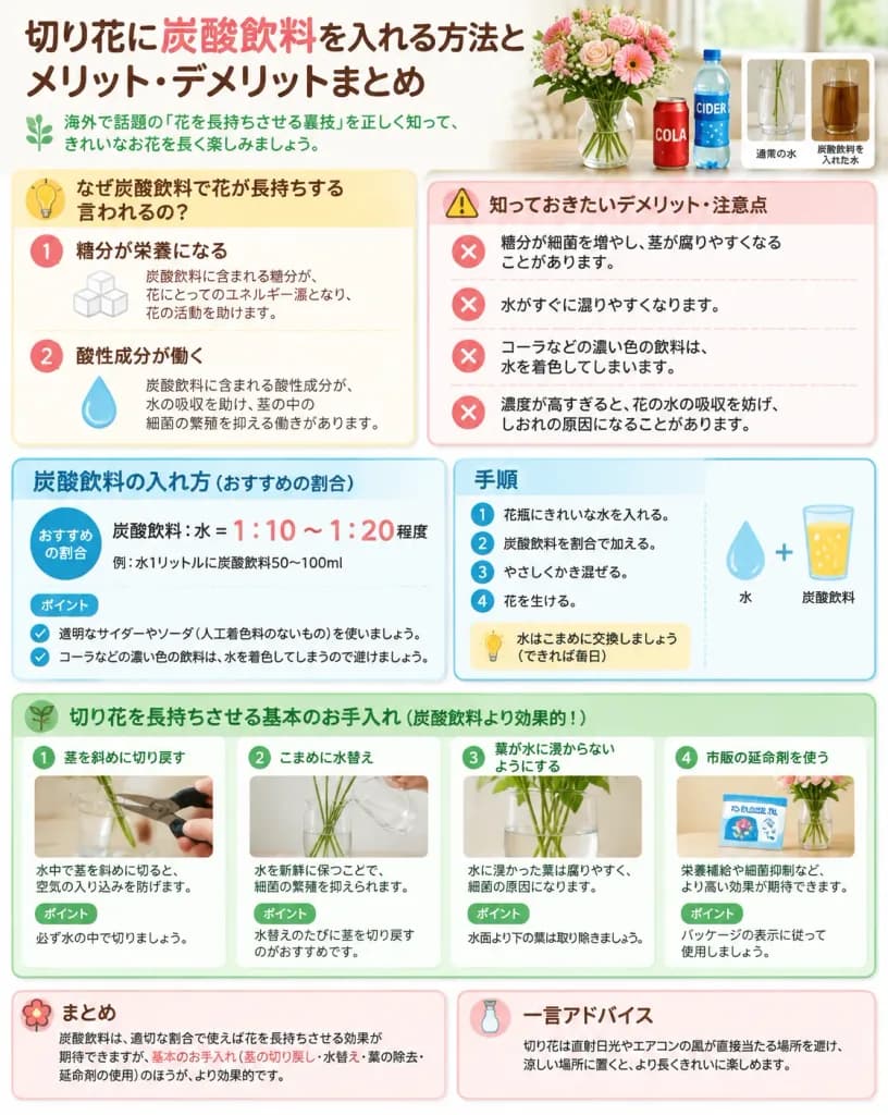Cut Flower Soda Care Japanese Infographic