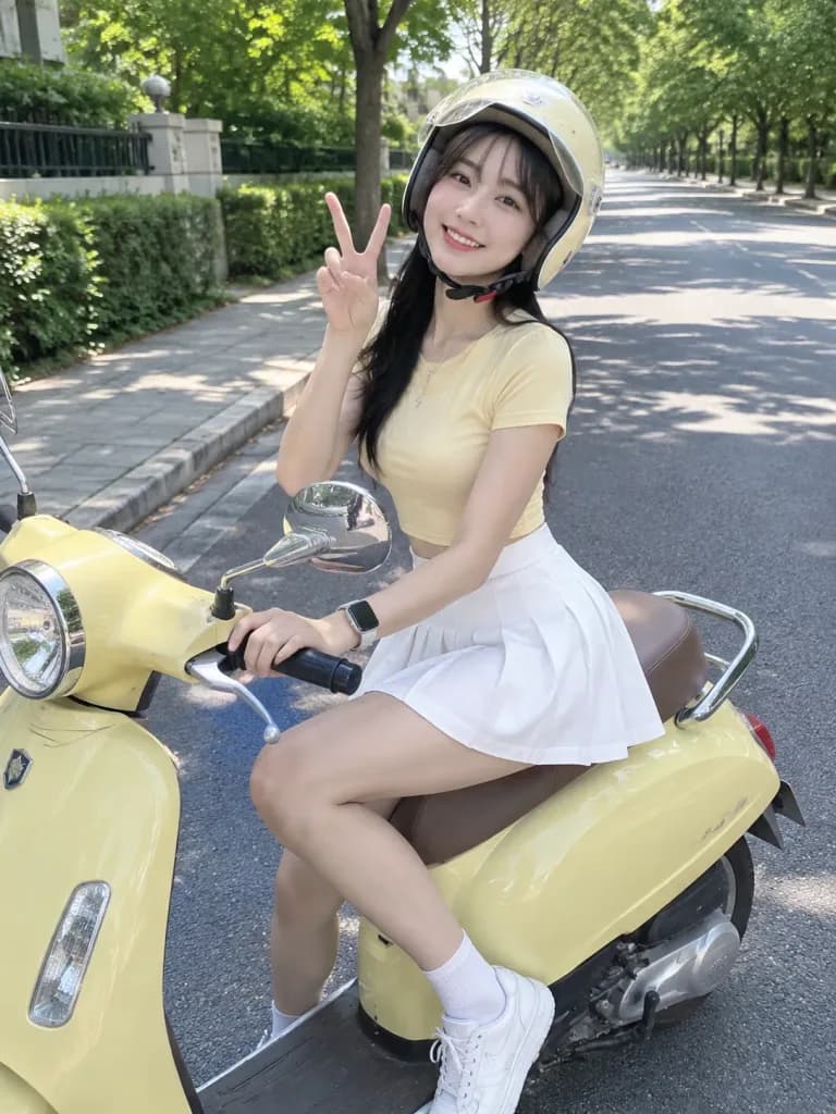 レトロスクーターとスマホスナップ