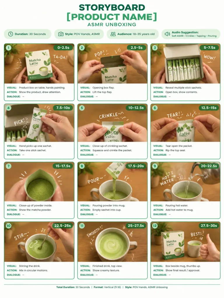 ASMR Product Unboxing Storyboard Infographic