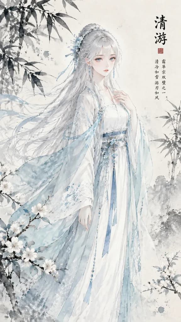 Ink Wash Anime Hanfu Portrait