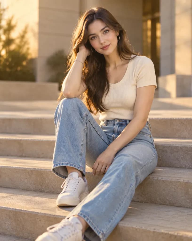 Golden Hour Architectural Fashion Portrait