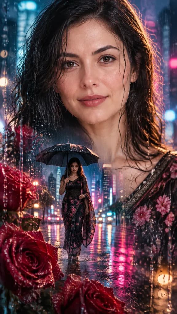 雨夜の多重露光映画ポスター