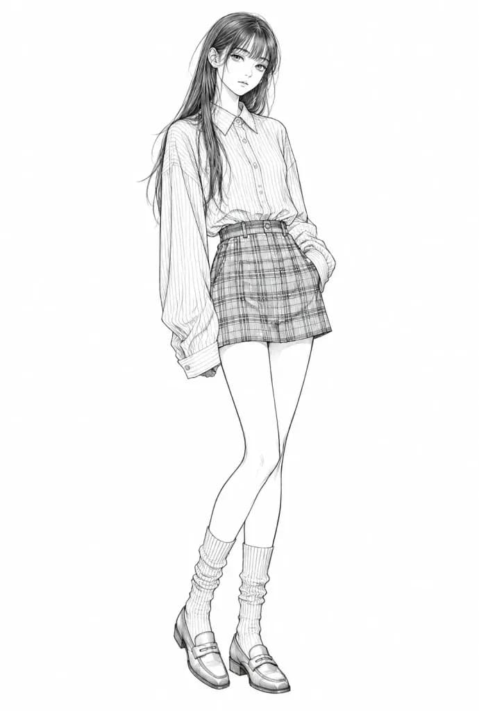 マンガファッション線画イラスト